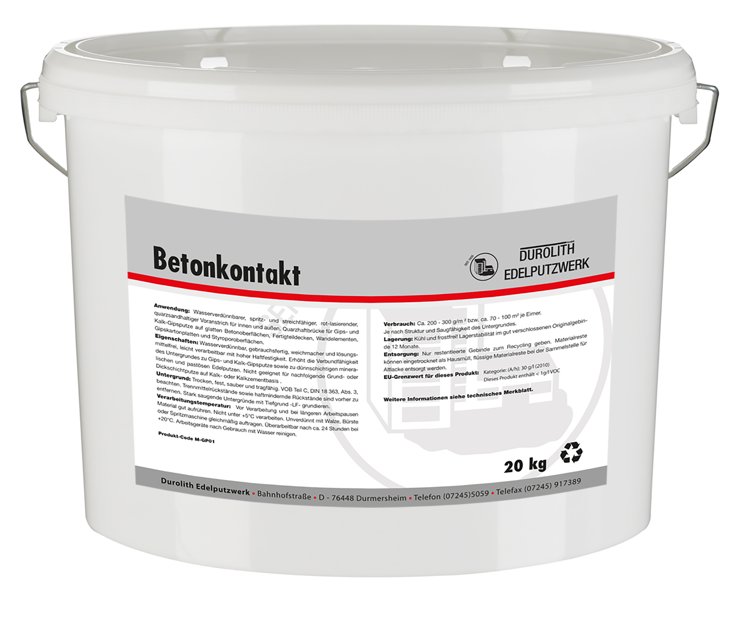 Betonkontakt Durolith Eimer 20kg rot-lasierend