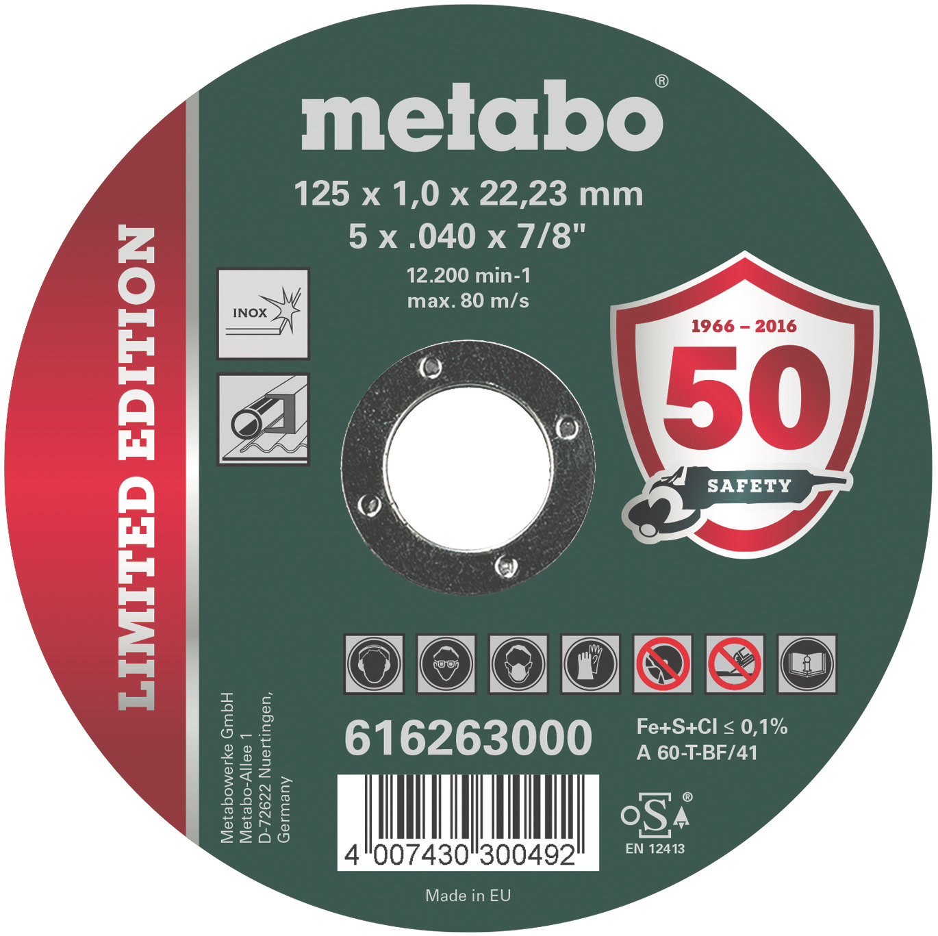 Metabo  Trennscheibe Limited Edition Promotion 125x1,0x22,23 Inox