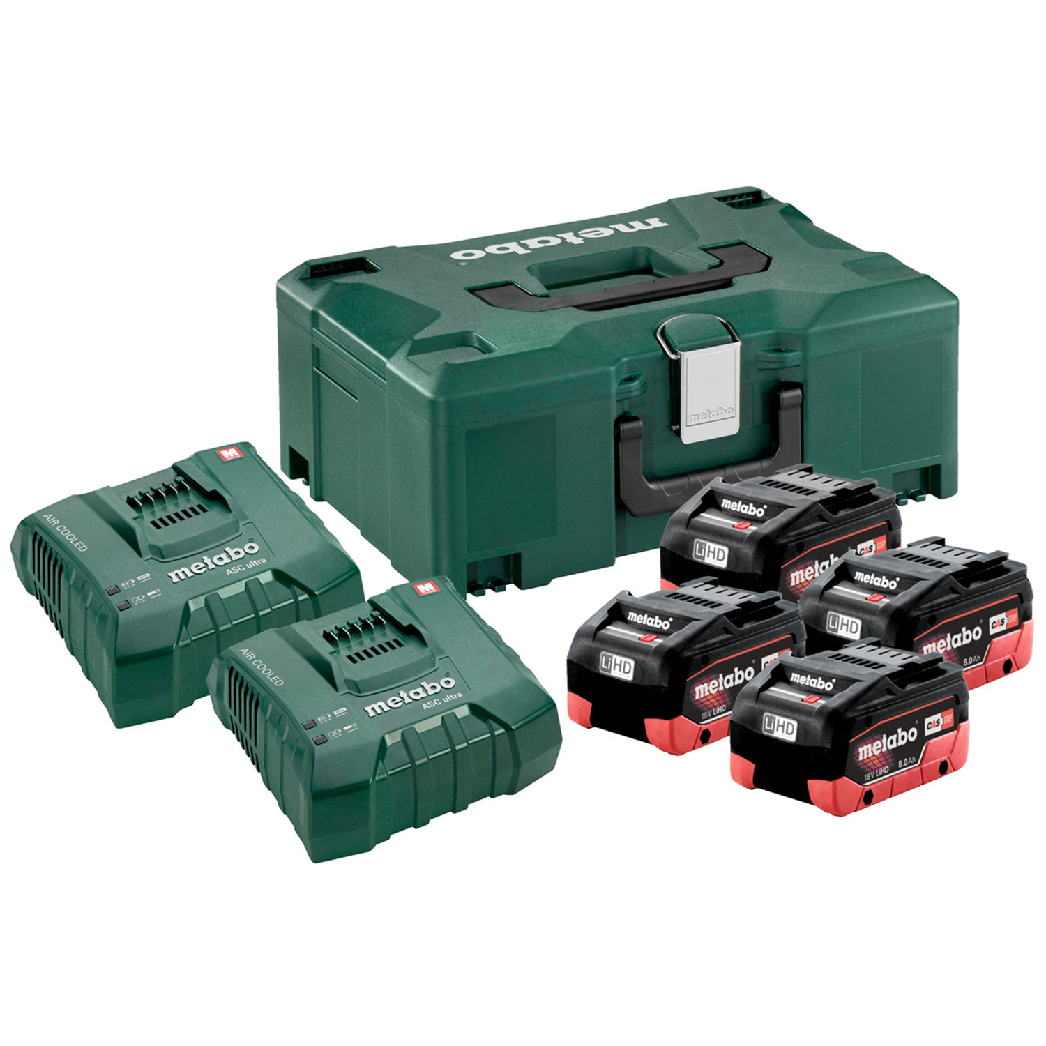 Metabo Basis-Set 4x LiHD 8.0Ah + 2x ASC Ultra +ML